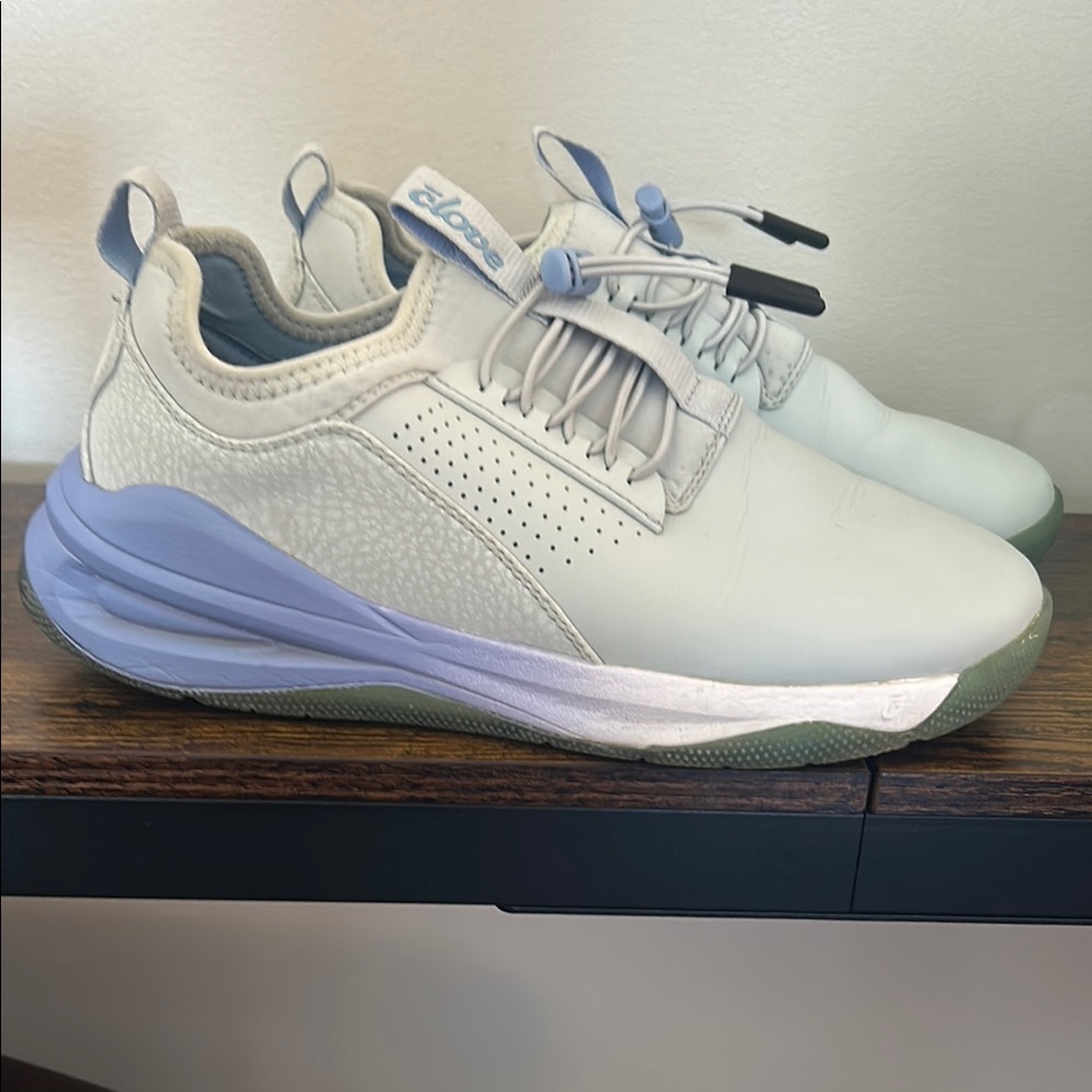 Clove Gray and Purple Athletic Shoes with Breathable Knit Upper